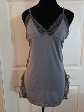 Mijoho Gray Lace Lingerie Nightgown & Matching Thong Set